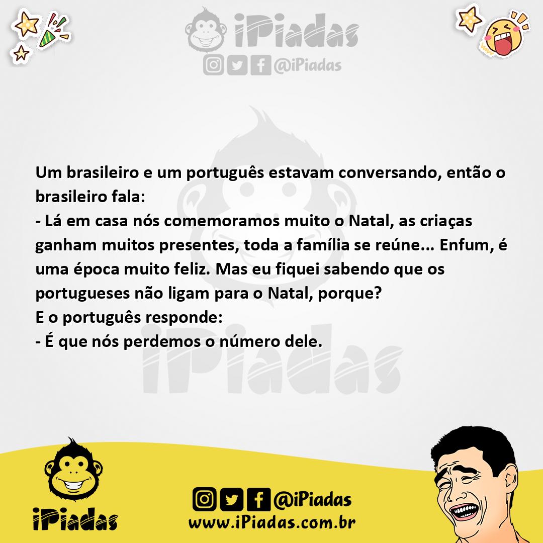 Ilustração da piada Um brasileiro e um português estavam conversando no iPiadas