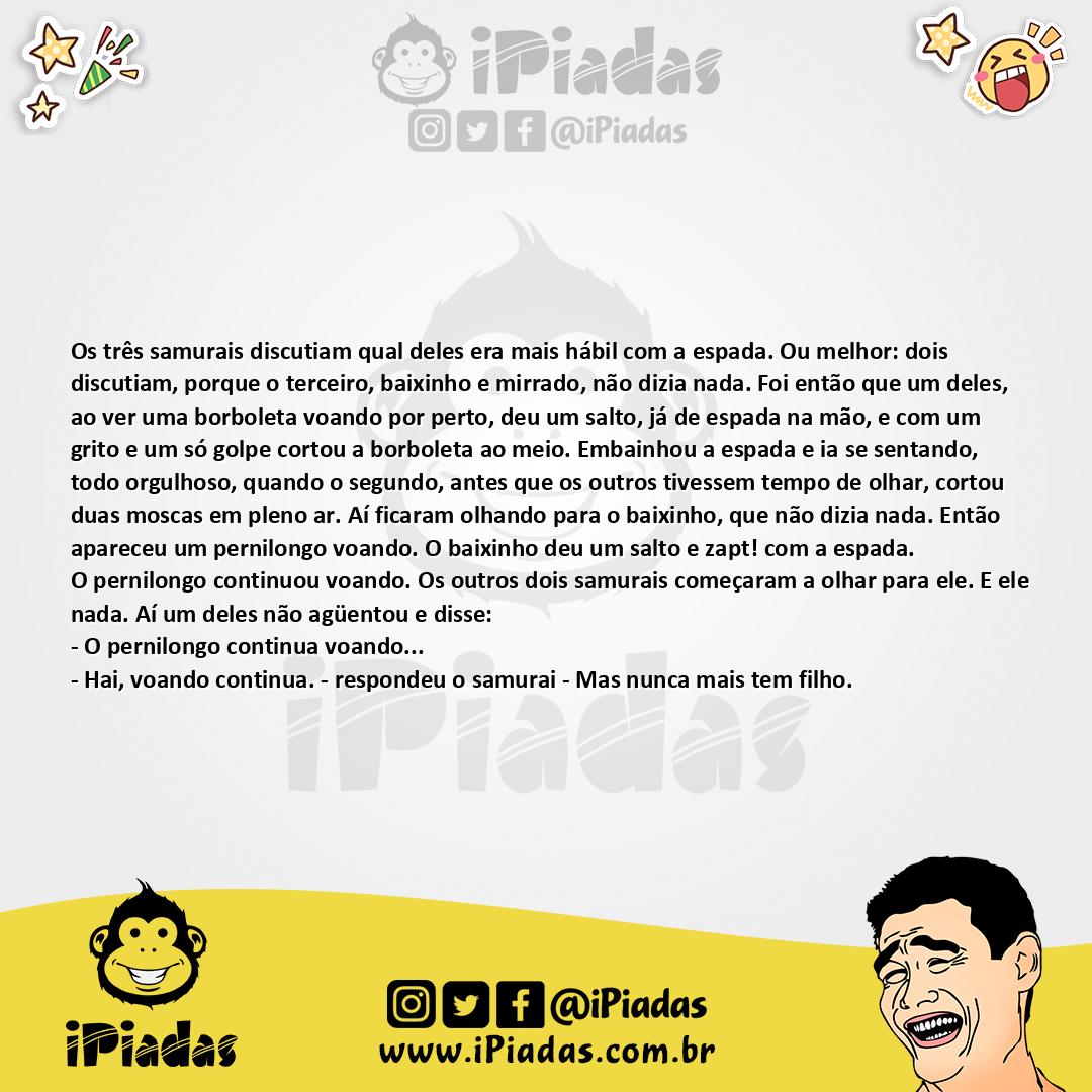 Ilustração da piada 3 Samurais no iPiadas