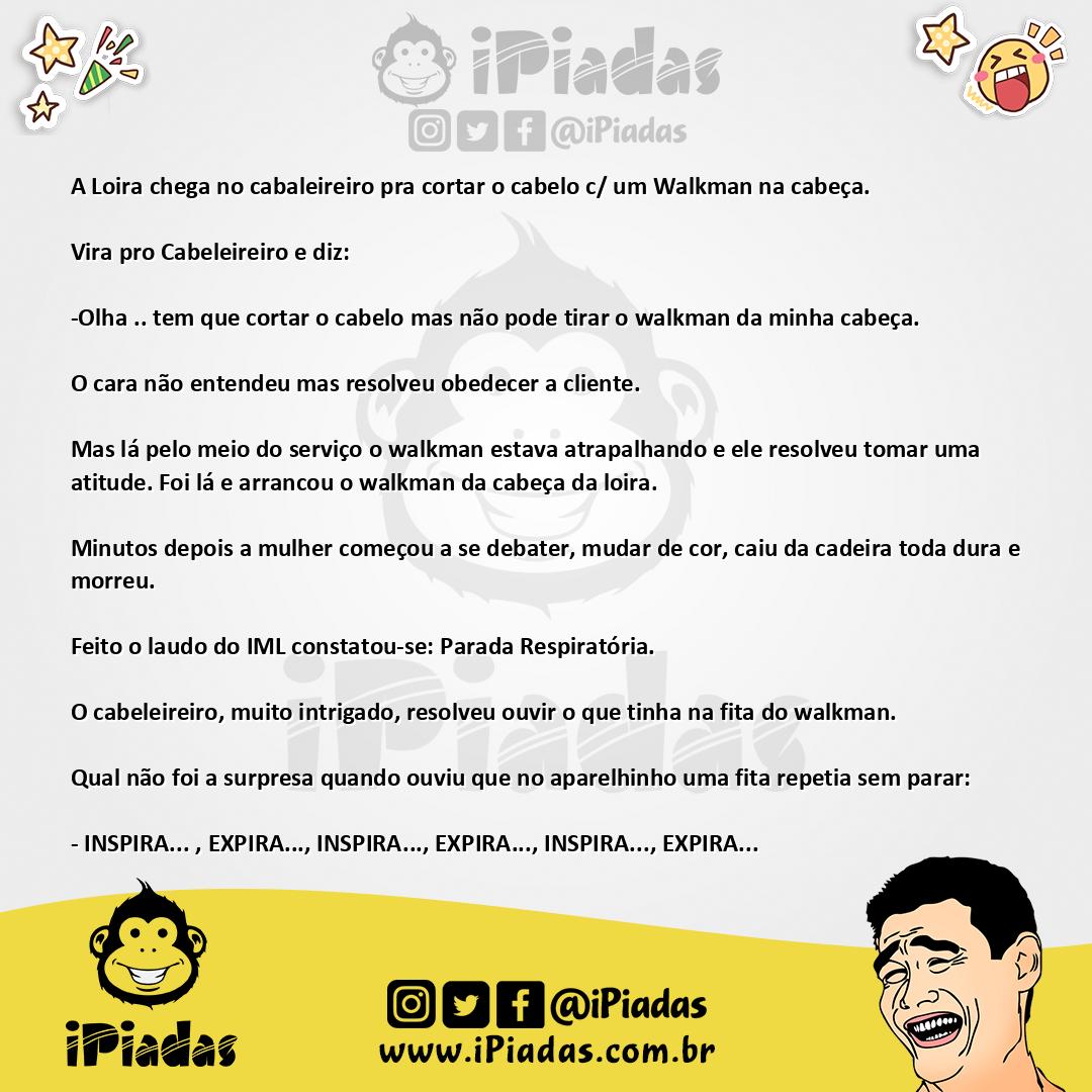 Ilustração da piada A Loira E O Walkman no iPiadas