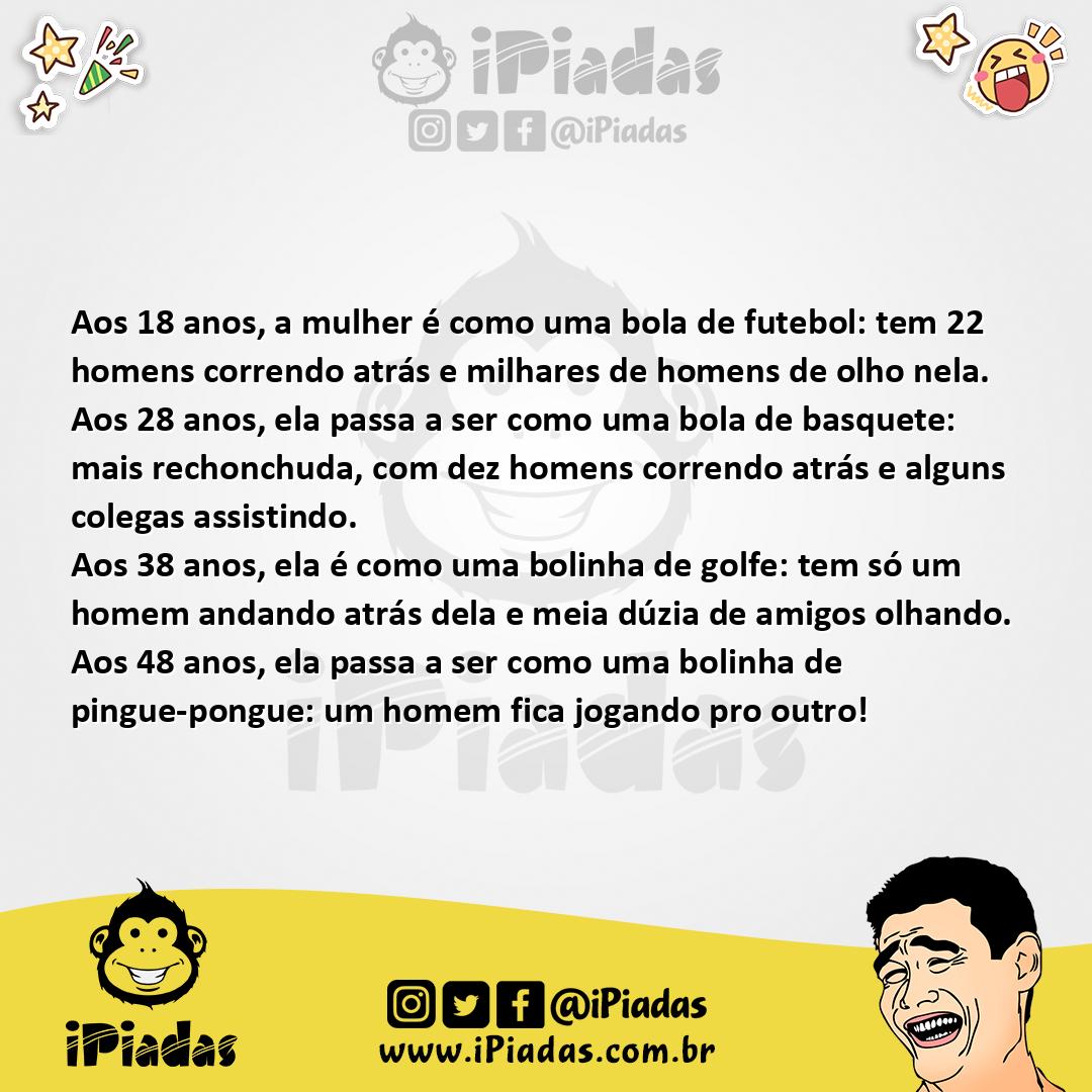 Ilustração da piada A mulher e a bola no iPiadas