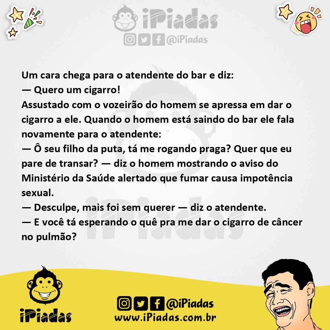 Ilustração da piada Advertência do Cigarro no iPiadas