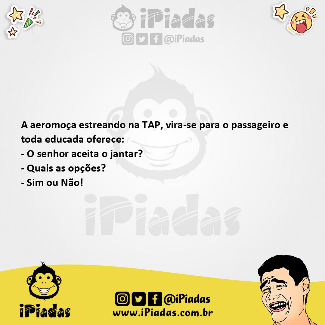 Ilustração da piada Aeromoça da TAP no iPiadas