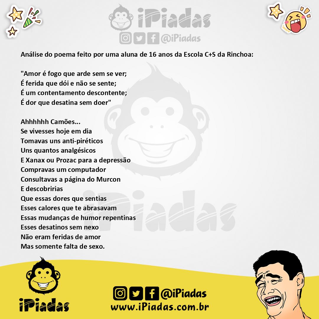 Ilustração da piada Ánalise do poema no iPiadas