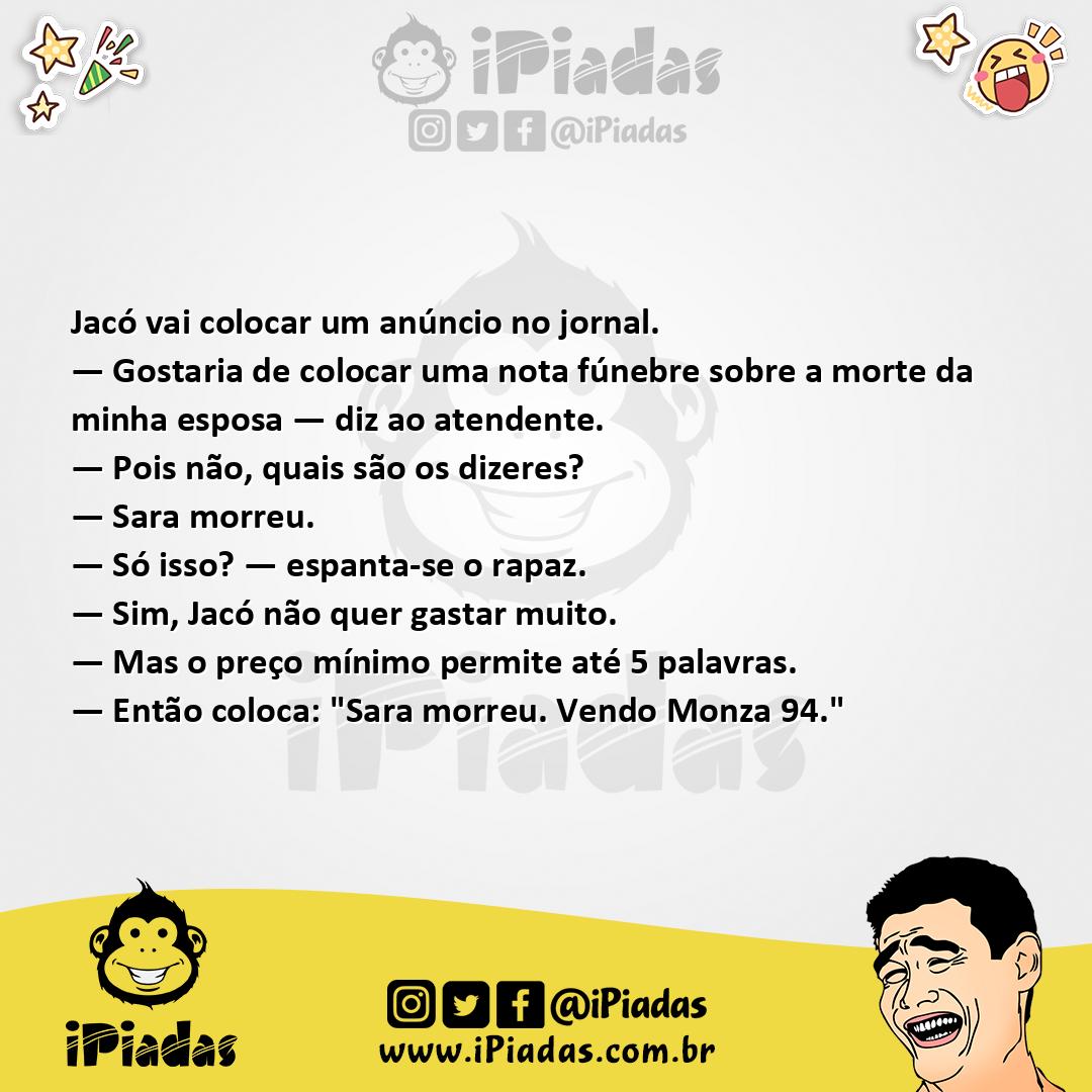 Ilustração da piada Anúncio da Morte no iPiadas