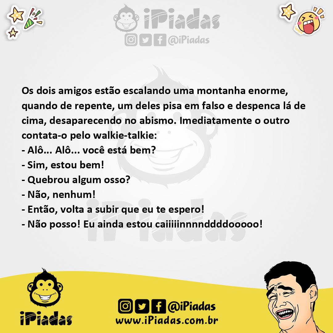 Ilustração da piada Aventura na montanha no iPiadas