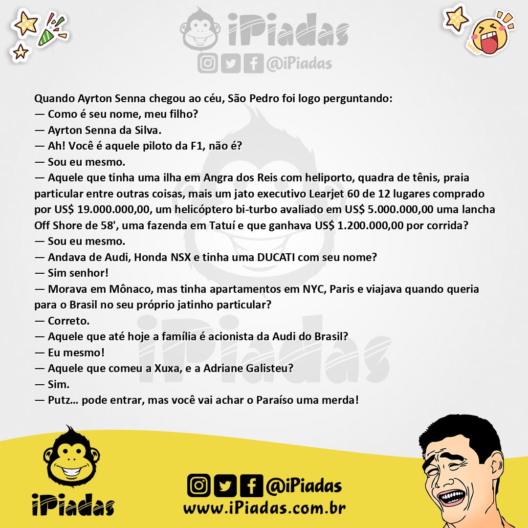 Ilustração da piada Ayrton Senna no Céu no iPiadas