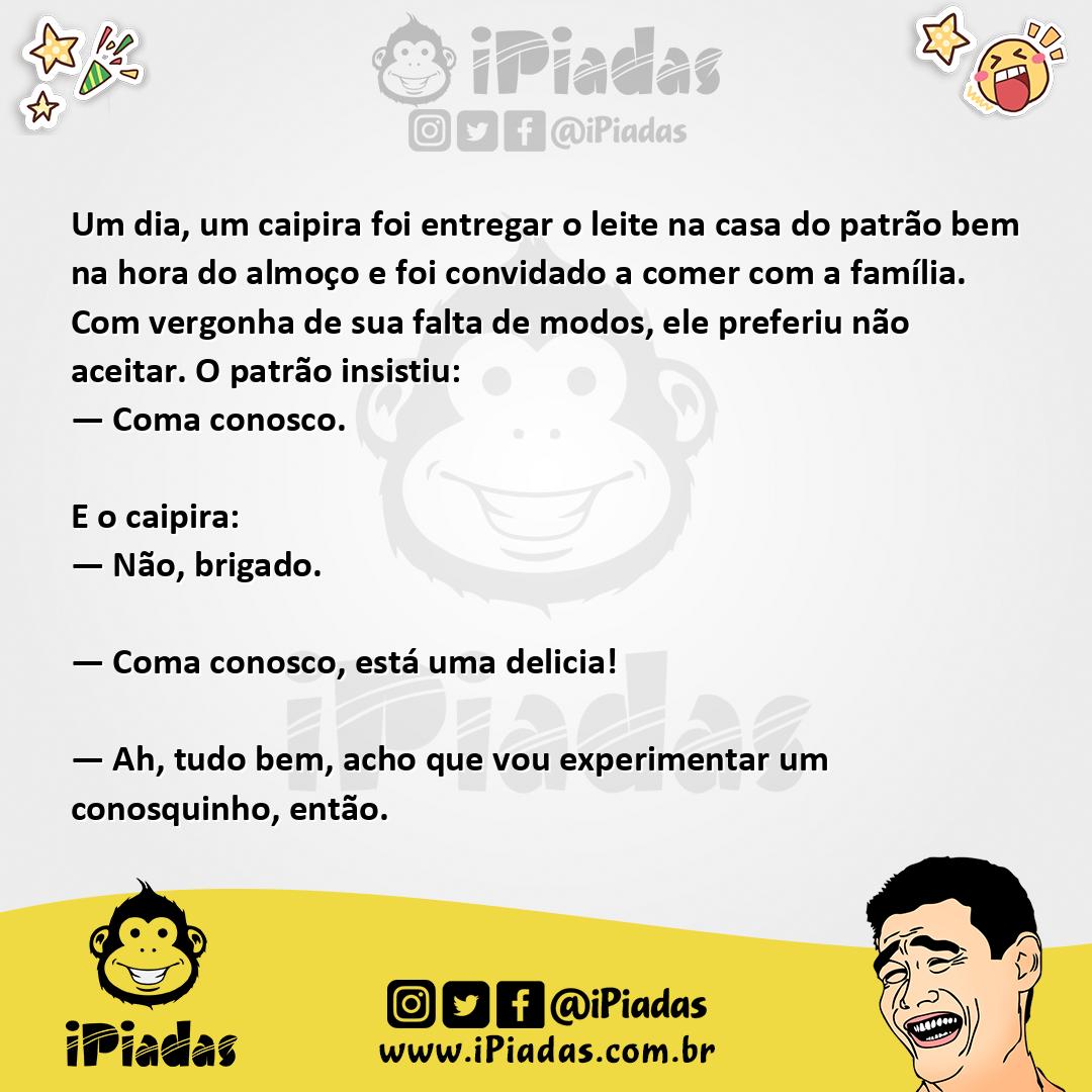 Ilustração da piada Caipira No Almoço no iPiadas