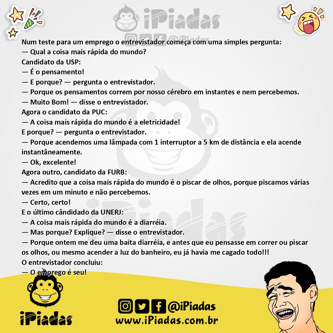 Ilustração da piada Coisa Mais Rápida do Mundo no iPiadas
