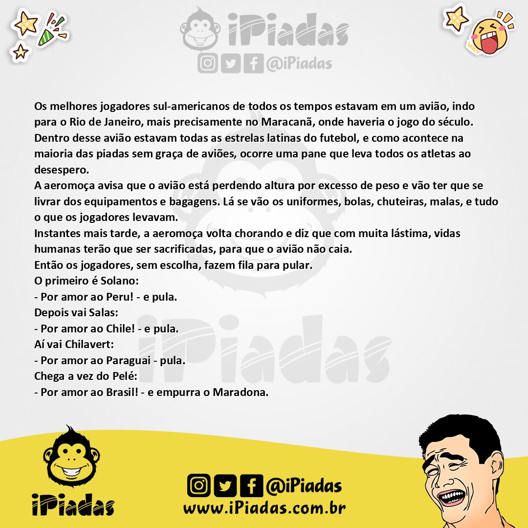 Ilustração da piada Craques no avião no iPiadas