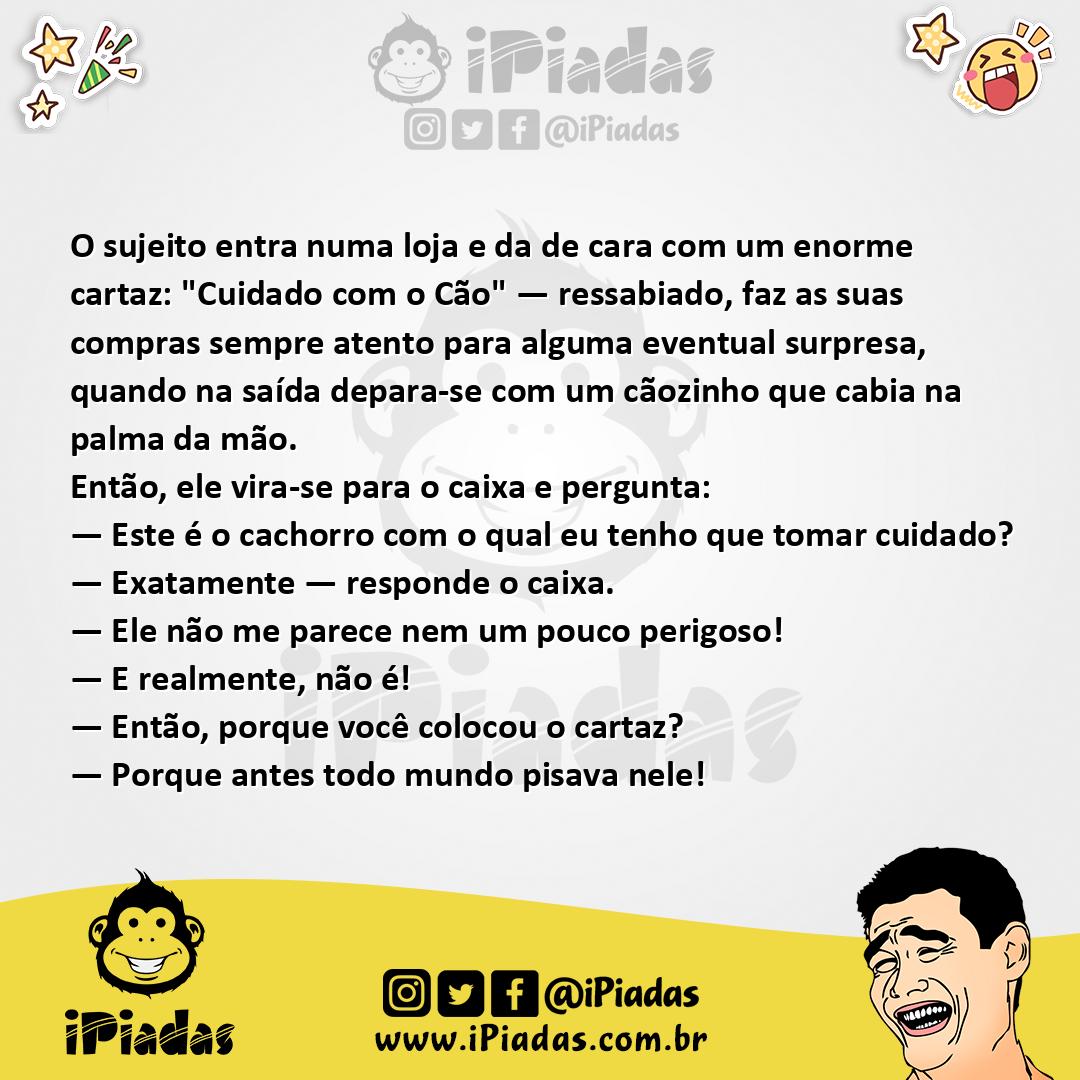 Ilustração da piada Cuidado com o Cão no iPiadas
