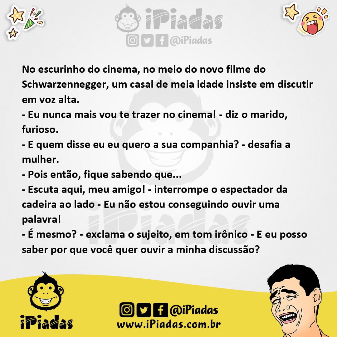 Ilustração da piada Discussão no cinema no iPiadas