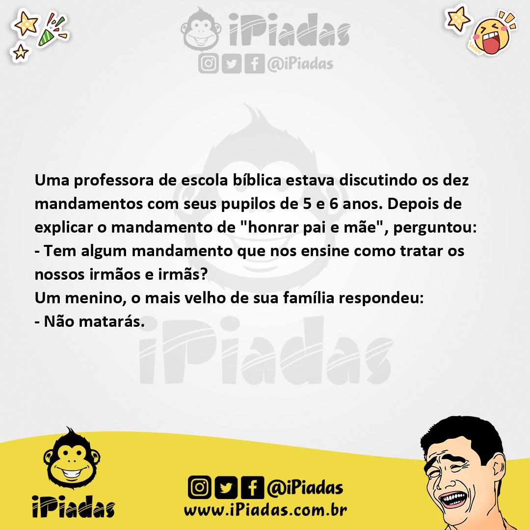 Ilustração da piada Discutindo os mandamentos no iPiadas