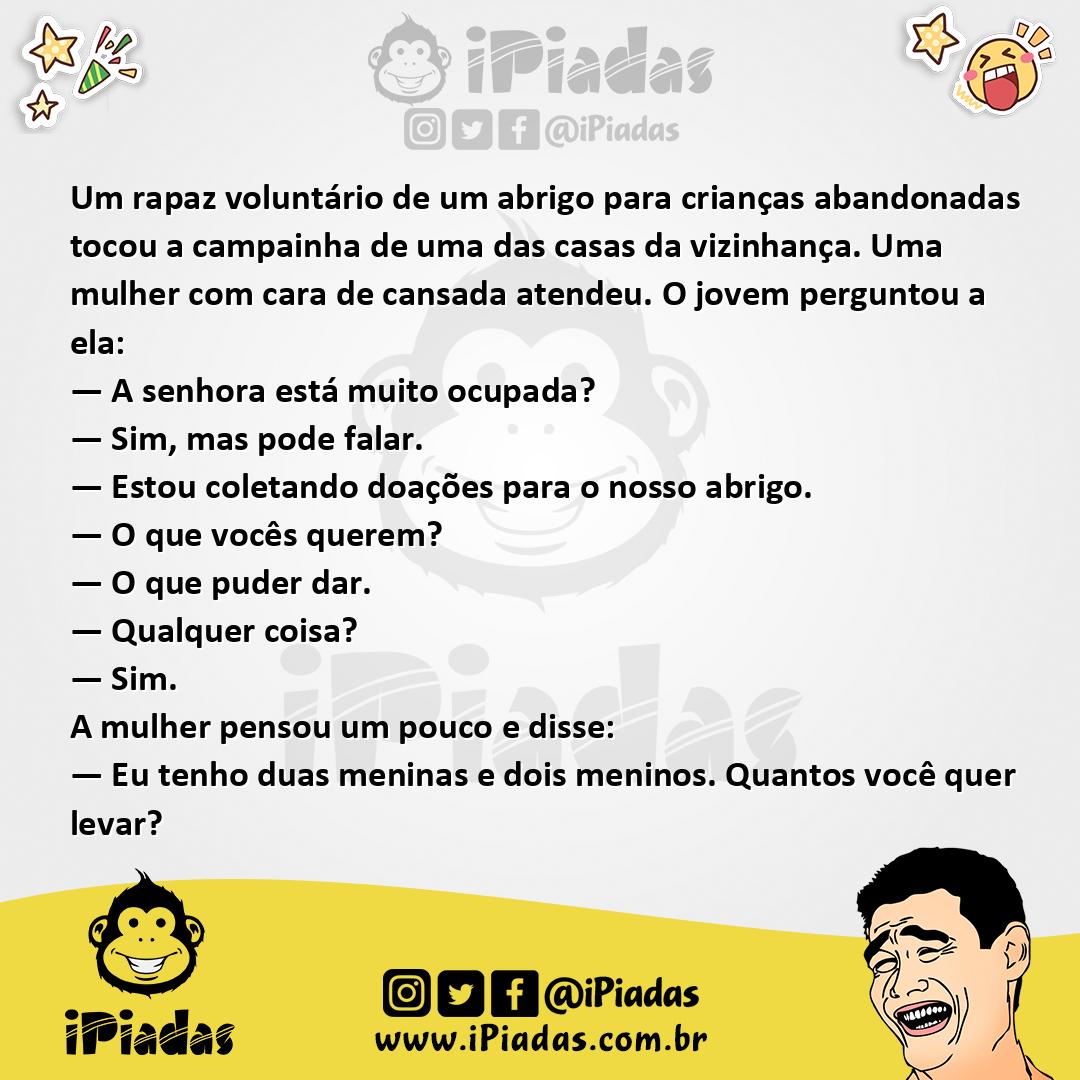 Ilustração da piada Doação Para o Abrigo no iPiadas
