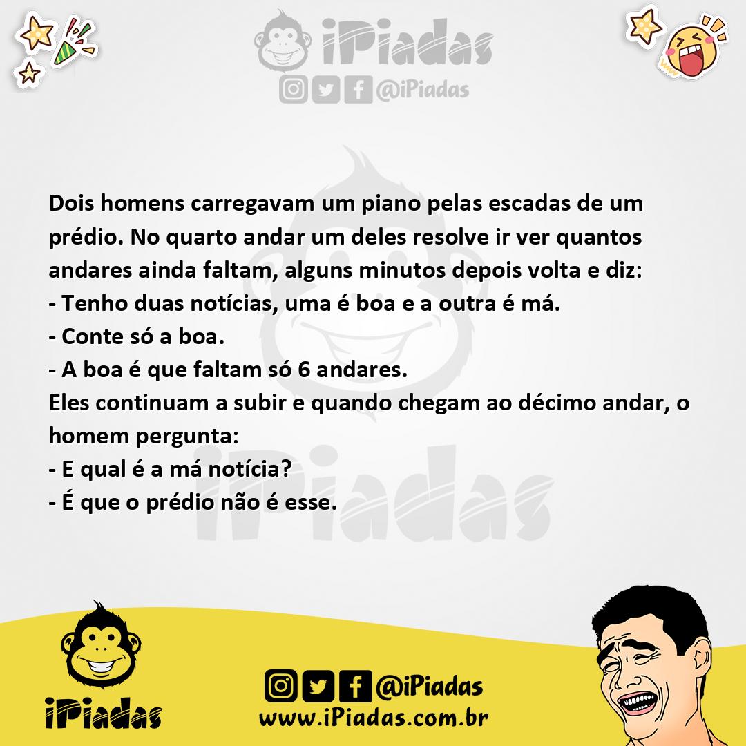 Ilustração da piada Duas Notícias no Prédio no iPiadas