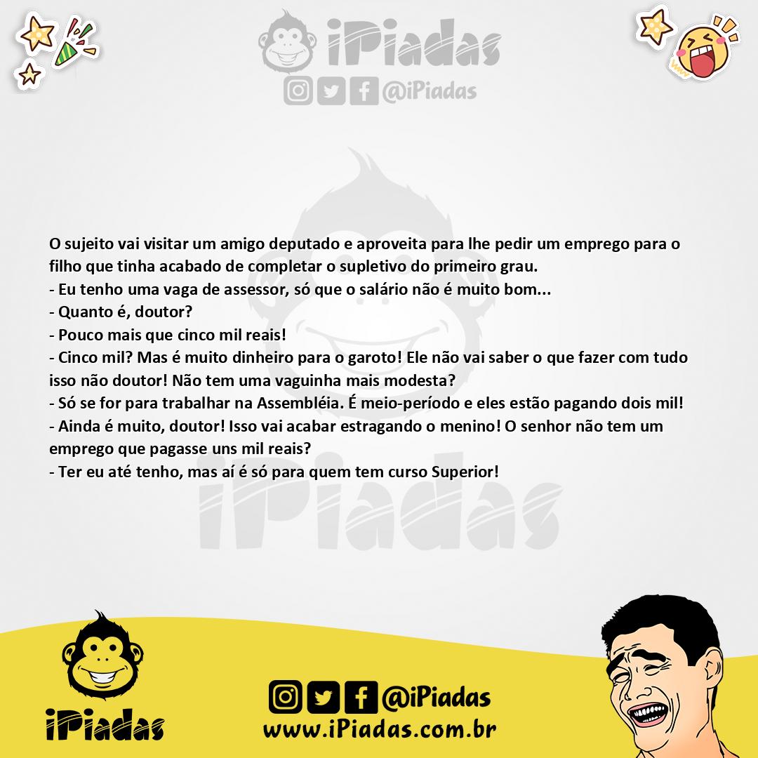 Ilustração da piada Emprego importante no iPiadas