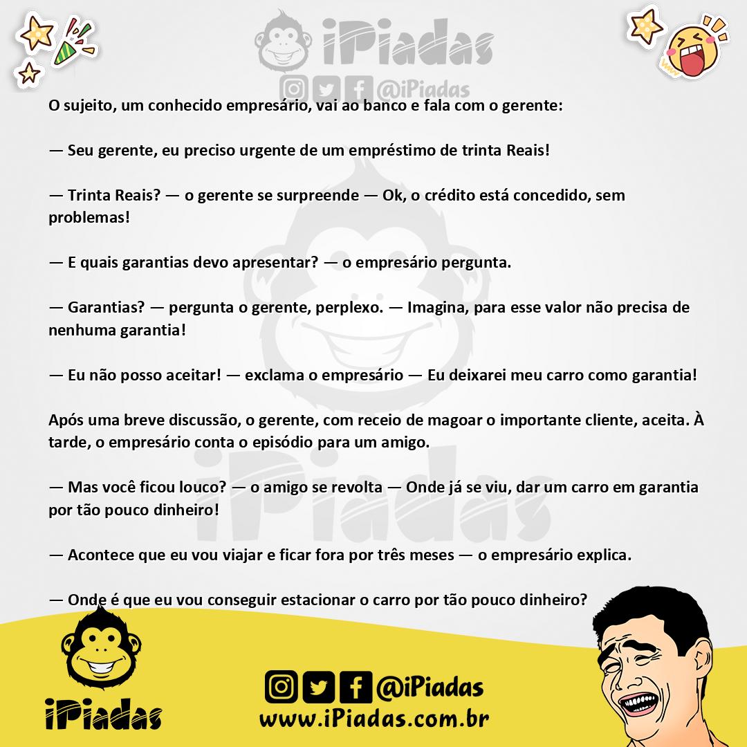 Ilustração da piada Empréstimo esperto no iPiadas