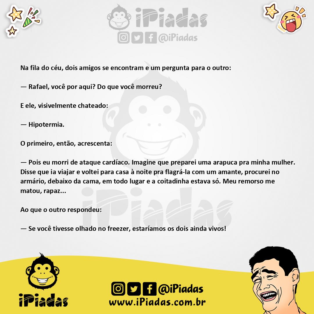 Ilustração da piada Encontro no céu no iPiadas