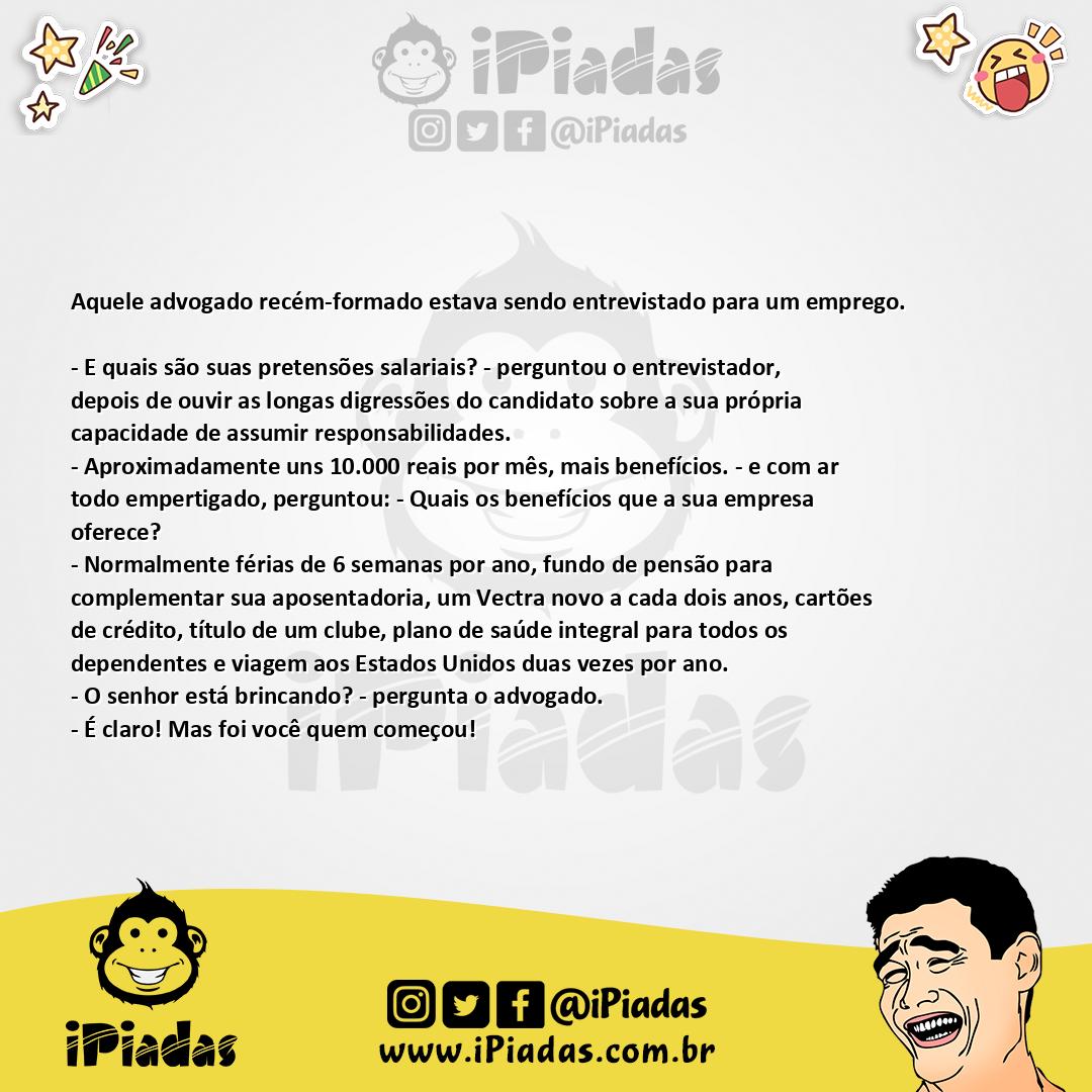 Ilustração da piada Entrevista com um Advogado no iPiadas