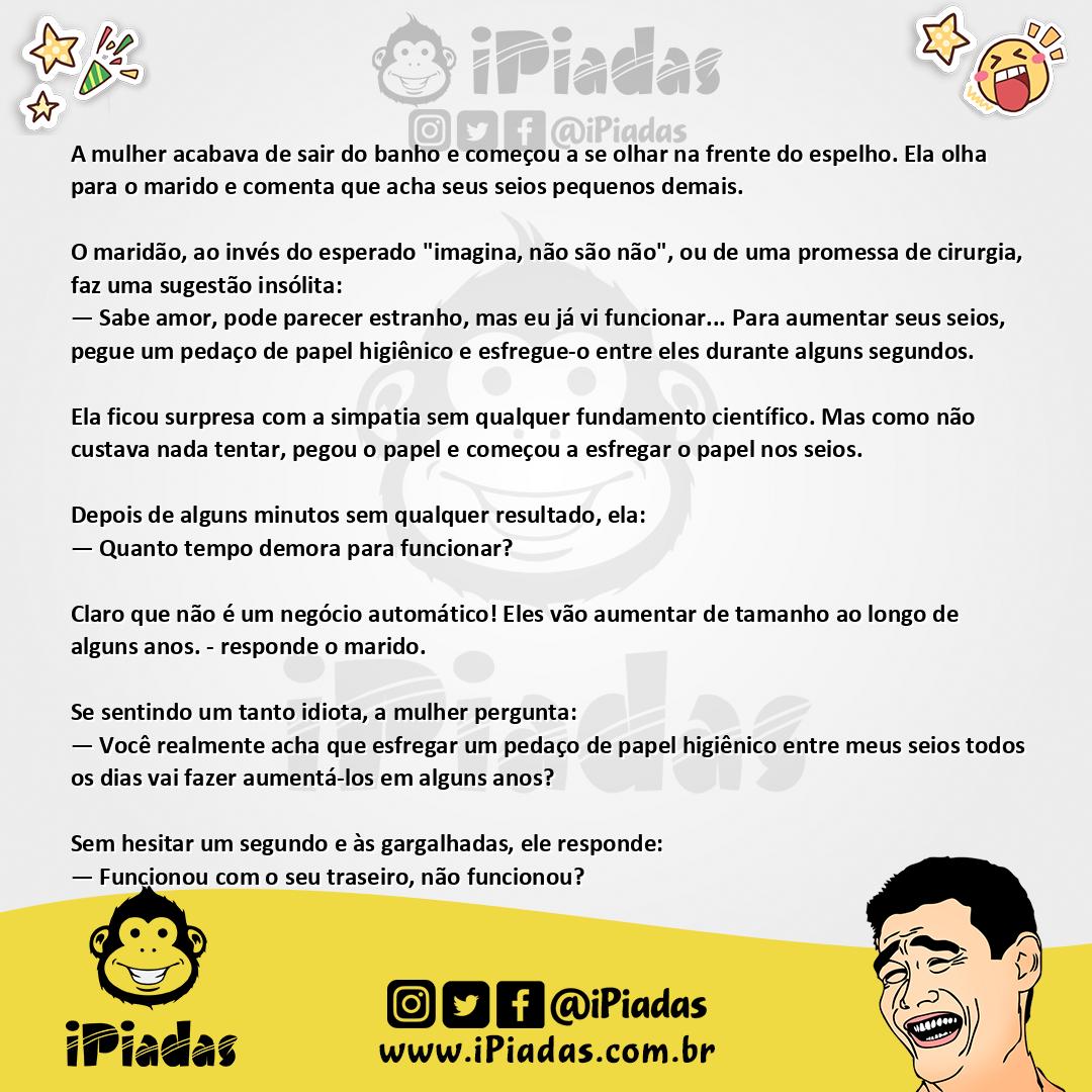Ilustração da piada Esfregando os seios no iPiadas
