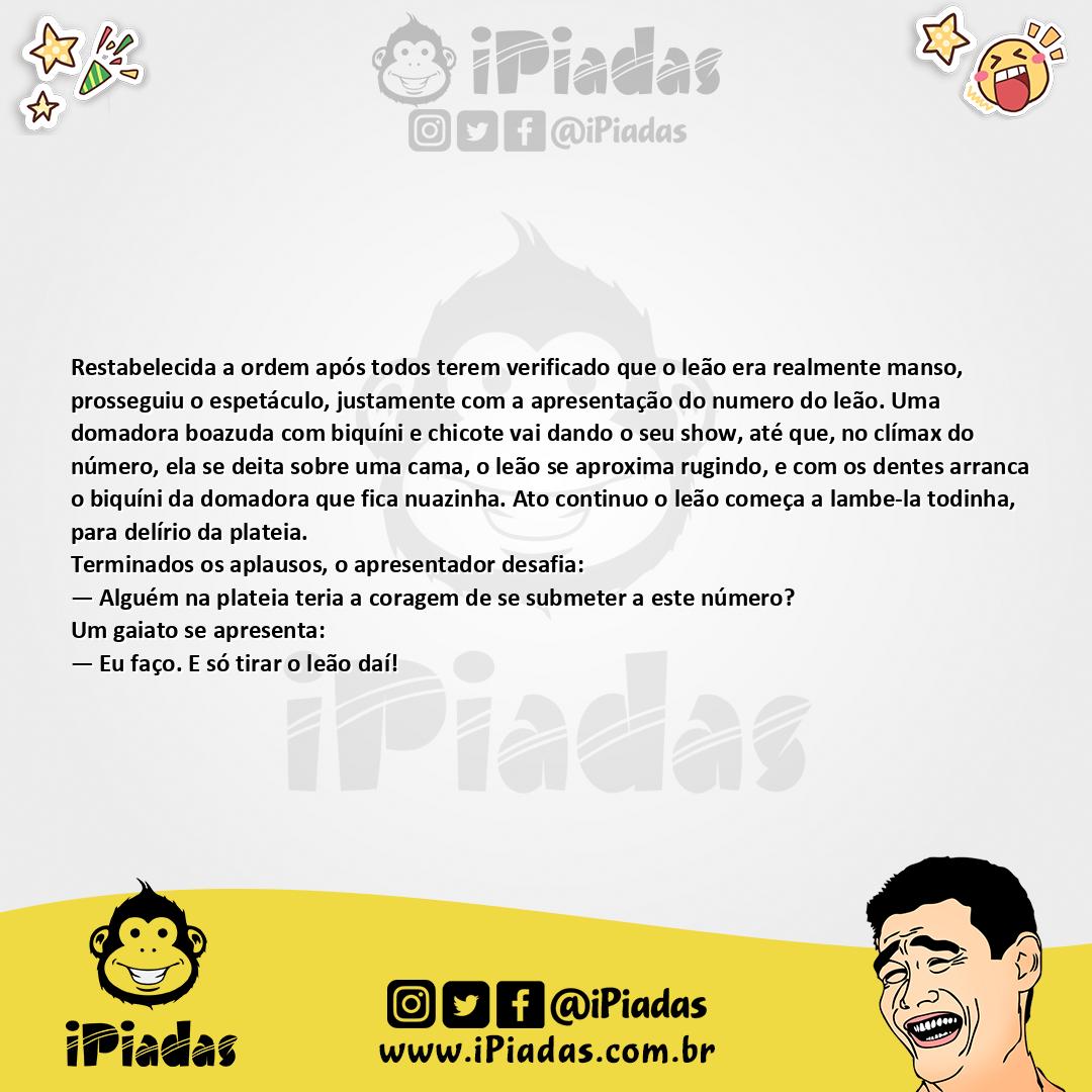 Ilustração da piada Espetáculo do Leão no iPiadas