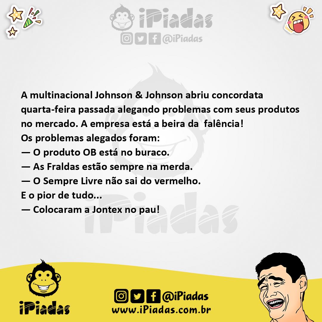 Ilustração da piada Falência da Johnson & Johnson no iPiadas