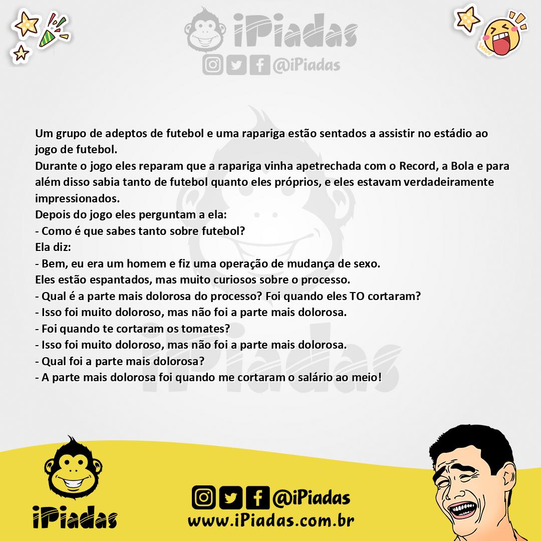 Ilustração da piada Grupo de adeptos ao futebol no iPiadas