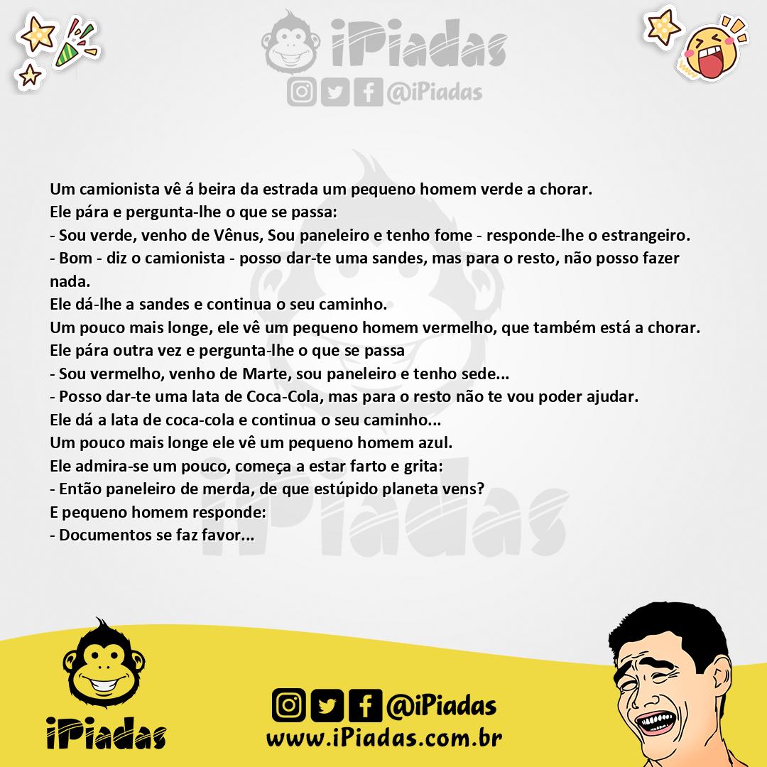Ilustração da piada Homem verde chorando no iPiadas