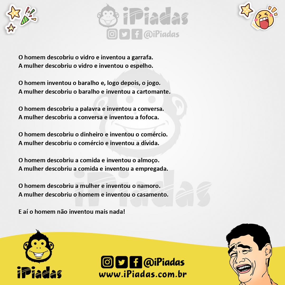Ilustração da piada Invenções do homem e (mulher) no iPiadas