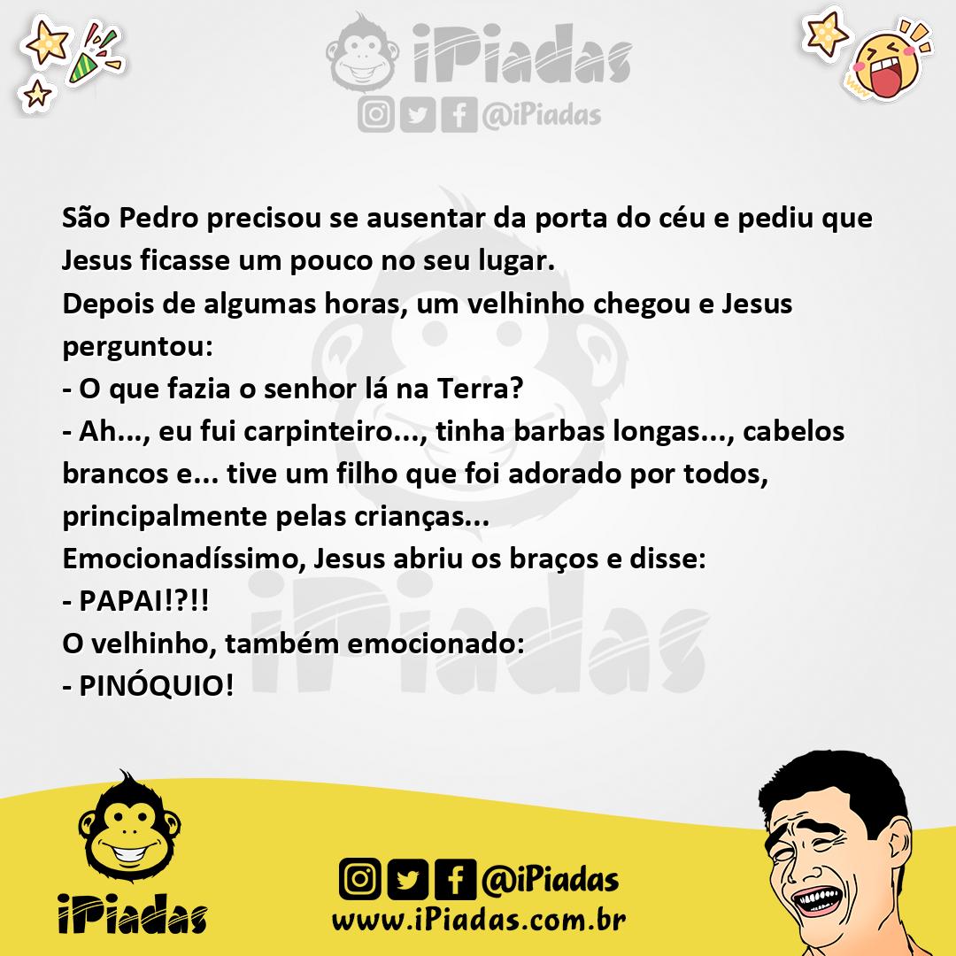 Ilustração da piada Jesus na porta do céu no iPiadas