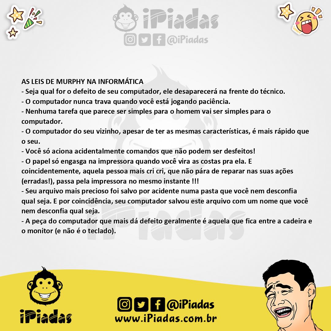 Ilustração da piada Leis de Murph na informática no iPiadas