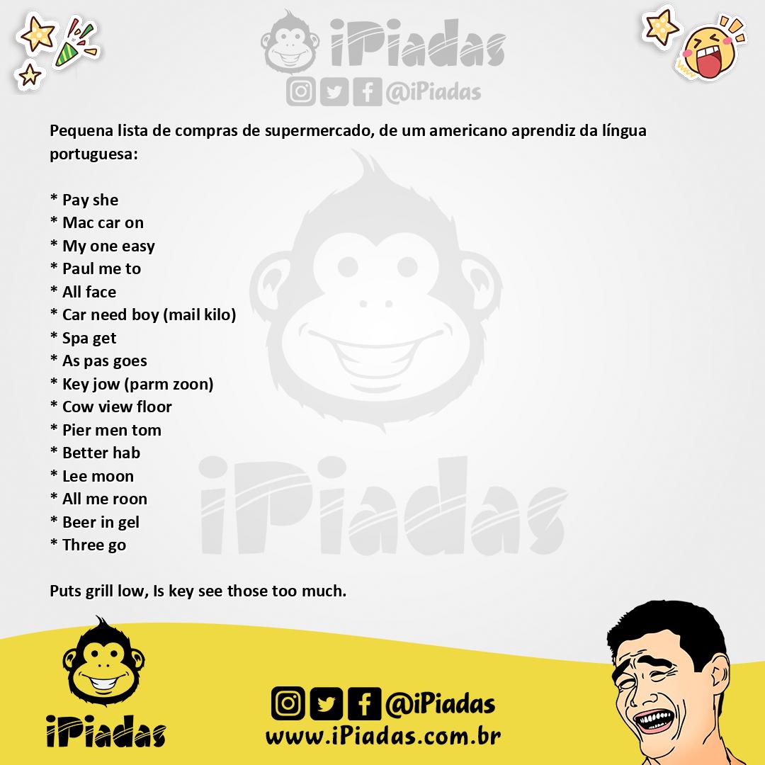 Ilustração da piada Lista De Compras De Supermercado no iPiadas