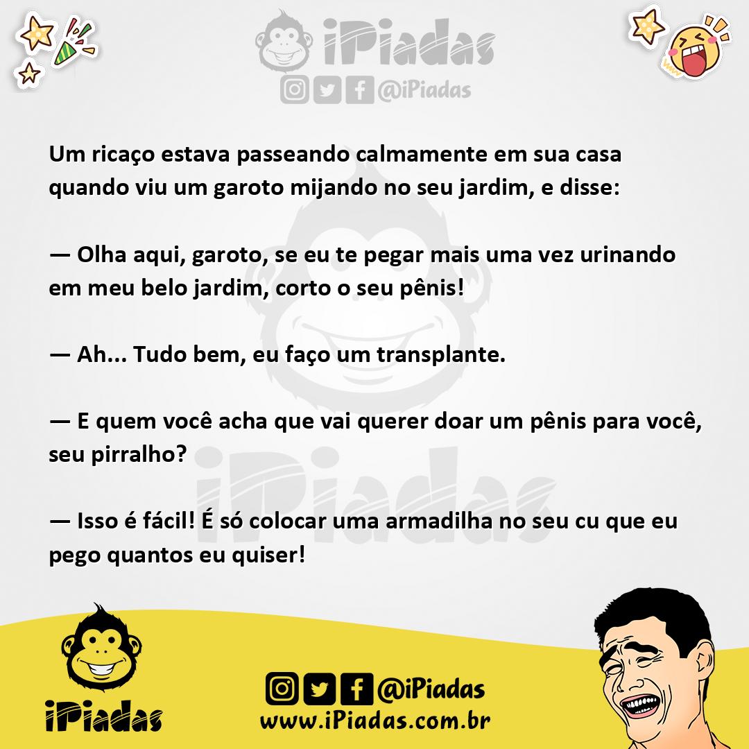 Ilustração da piada Mijão no jardim no iPiadas