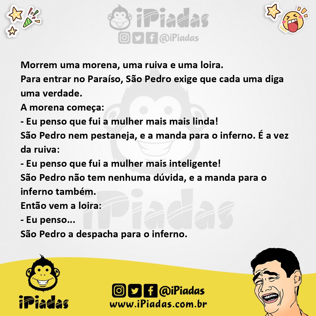 Ilustração da piada Morena, ruiva e loira no iPiadas