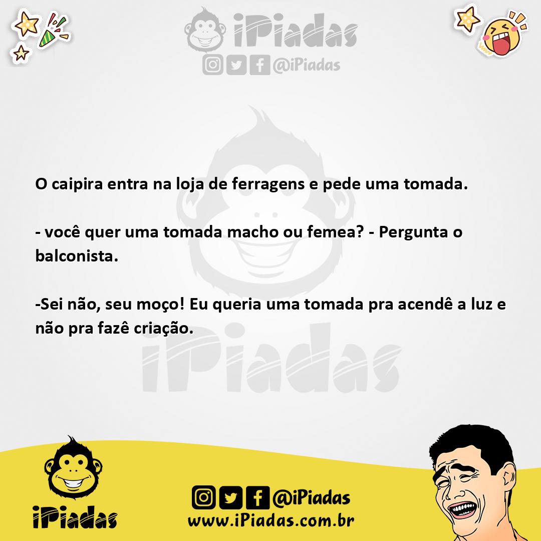 Ilustração da piada O Caipira E A Tomada no iPiadas