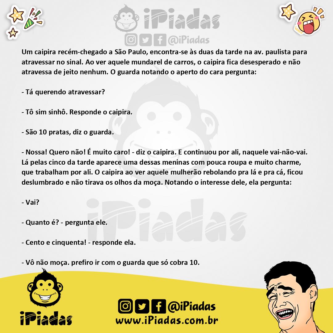 Ilustração da piada O Caipira na Paulista no iPiadas