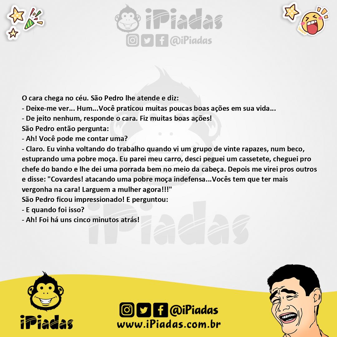 Ilustração da piada O cara chegando no céu no iPiadas