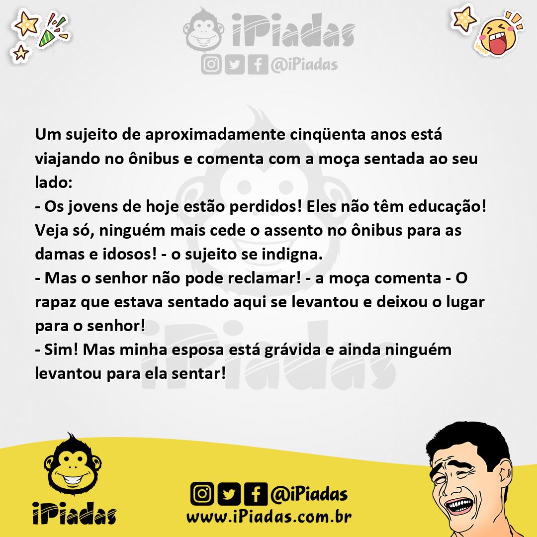 Ilustração da piada O cavalheiro do lotação no iPiadas