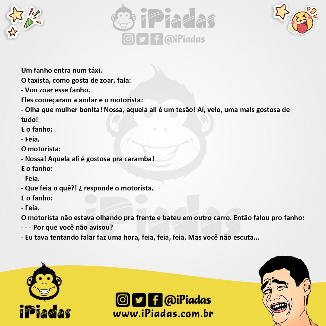 Ilustração da piada O Fanho No Taxi no iPiadas