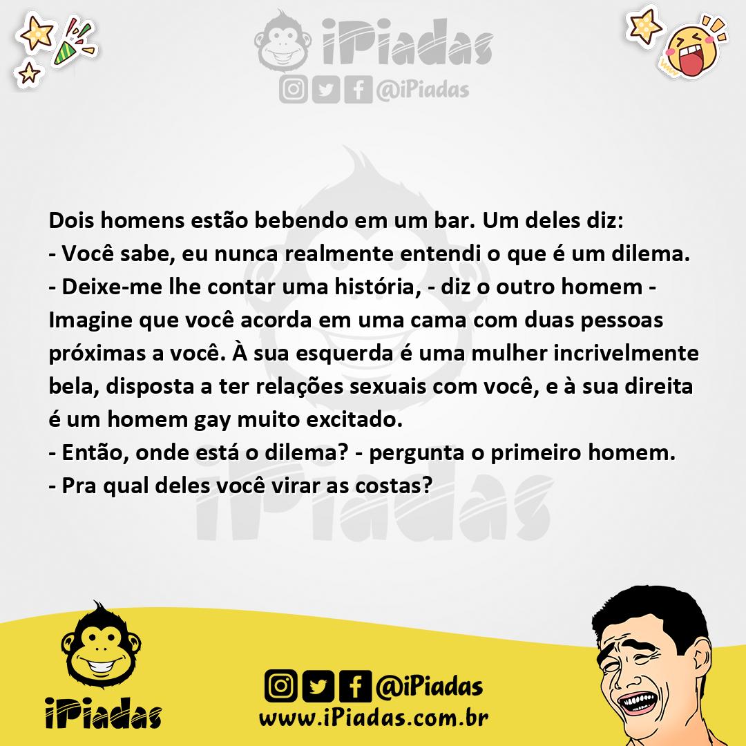 Ilustração da piada O Que É Dilema? no iPiadas
