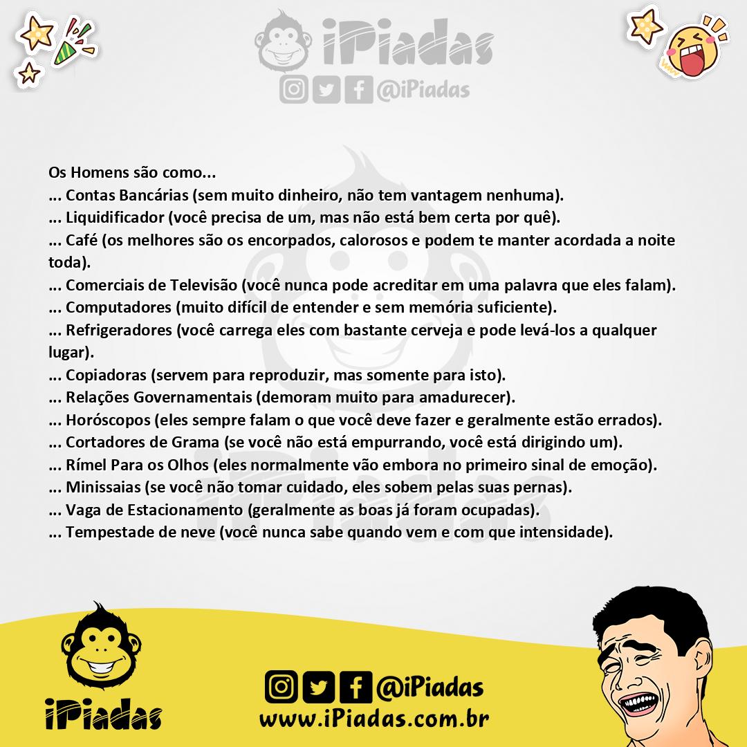 Ilustração da piada Os homens são como: no iPiadas