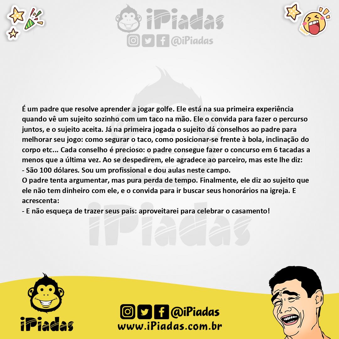 Ilustração da piada Padre aprendendo golfe no iPiadas