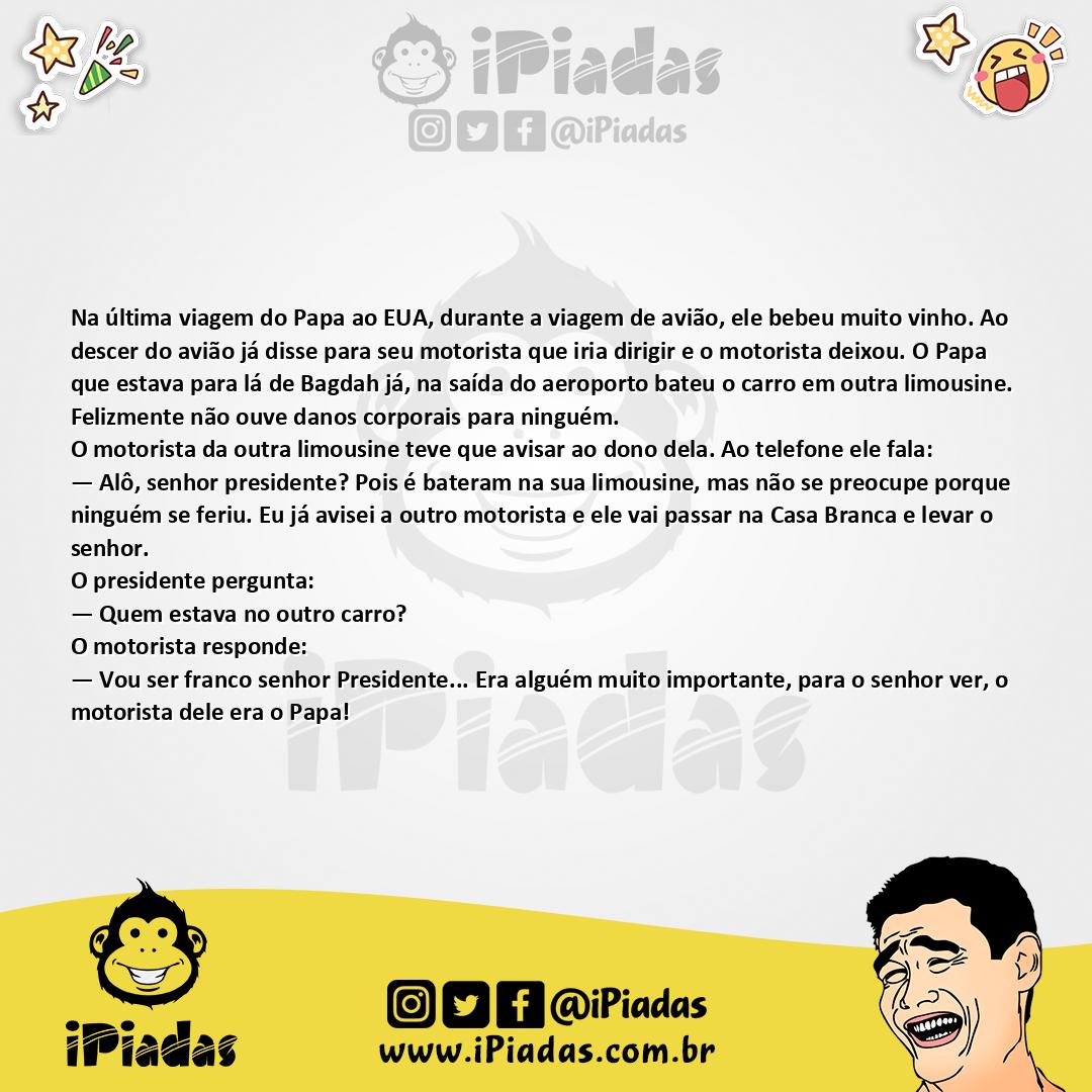 Ilustração da piada Papa nos EUA no iPiadas