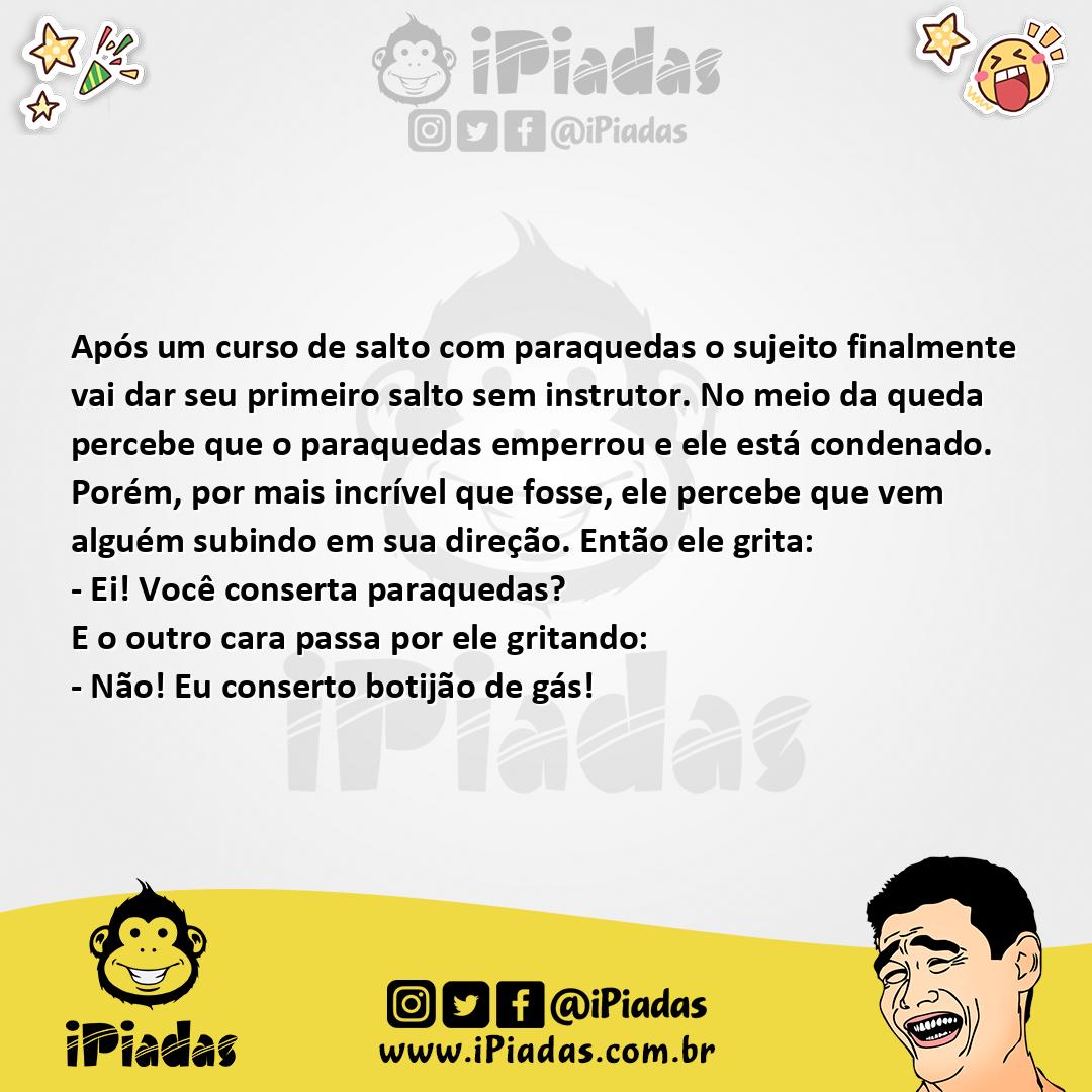 Ilustração da piada Paraquedista Iniciante no iPiadas