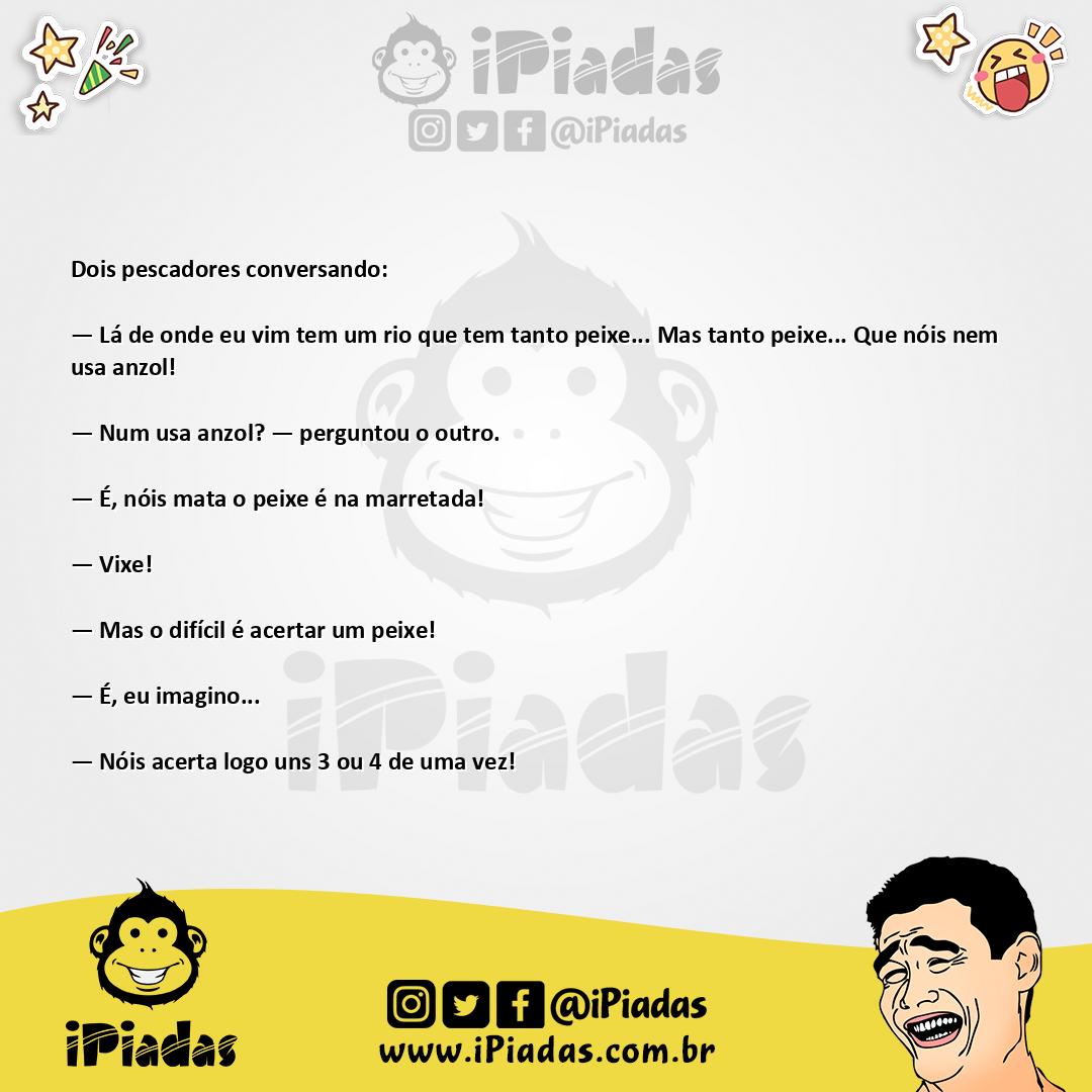 Ilustração da piada Pescaria com marretada no iPiadas
