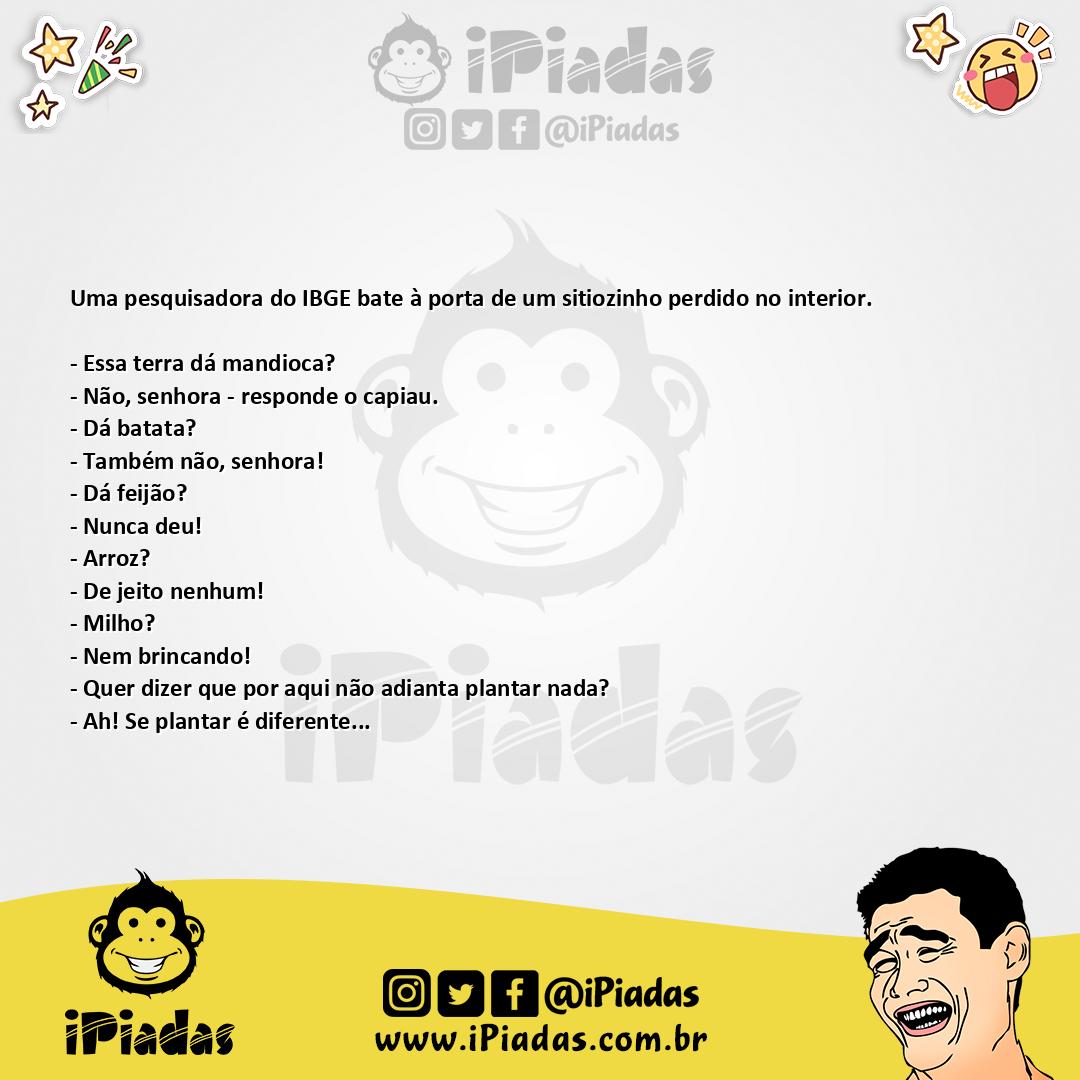 Ilustração da piada Pesquisa IBGE no iPiadas