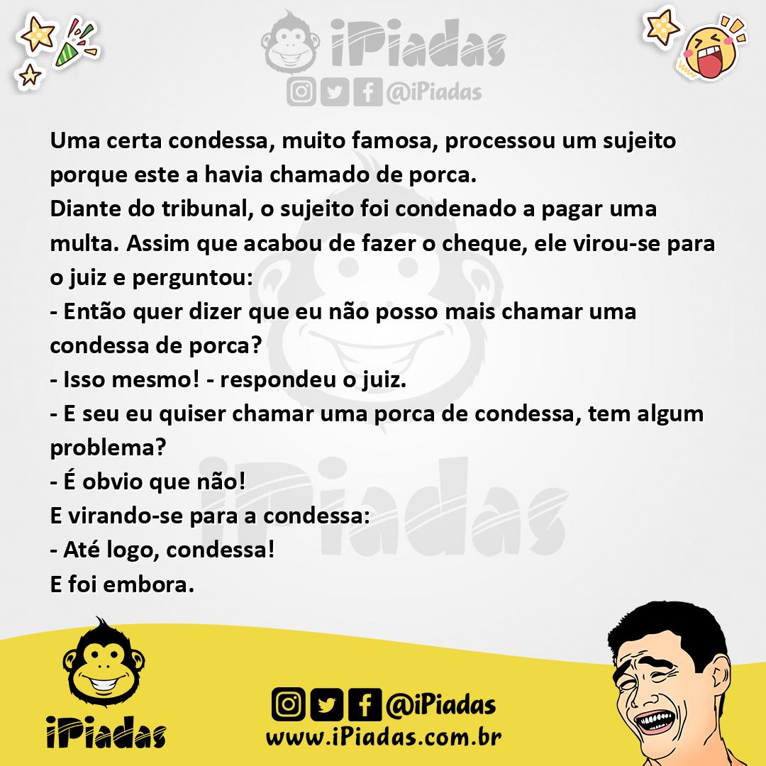 Ilustração da piada Porcaria de Condessa no iPiadas
