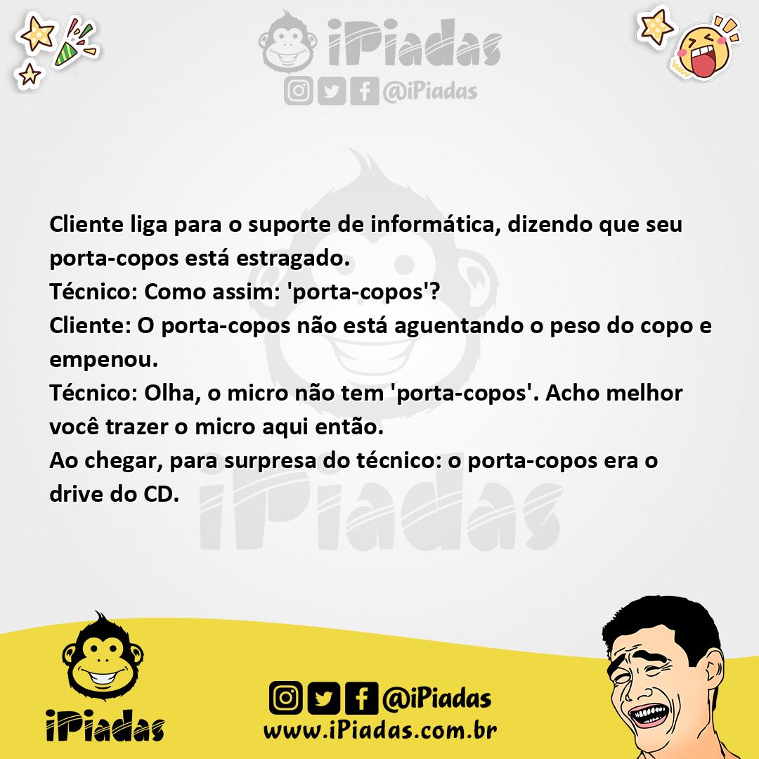 Ilustração da piada Porta copos no pc no iPiadas