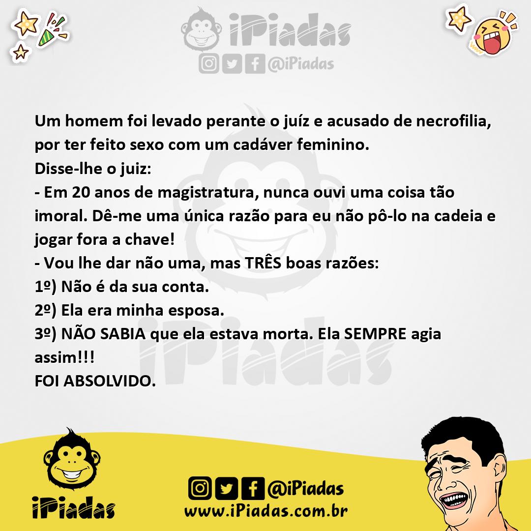 Ilustração da piada Preso por sexo com cadáver no iPiadas