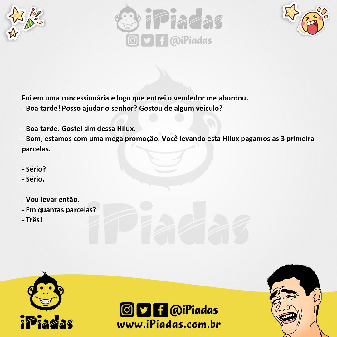 Ilustração da piada Promoção na Concessionária no iPiadas