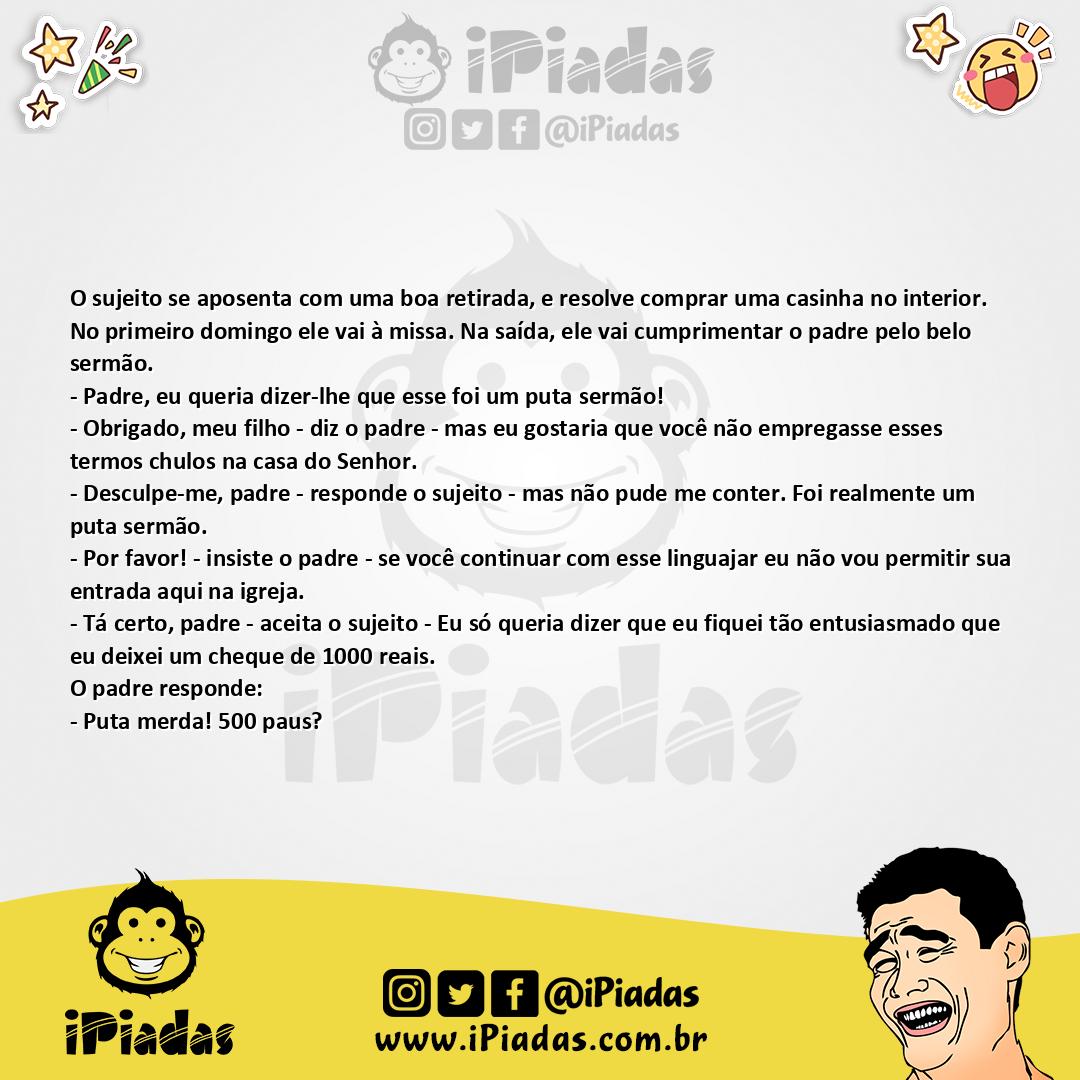 Ilustração da piada Puta sermão no iPiadas